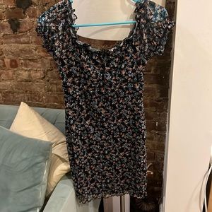 Black floral mini dress